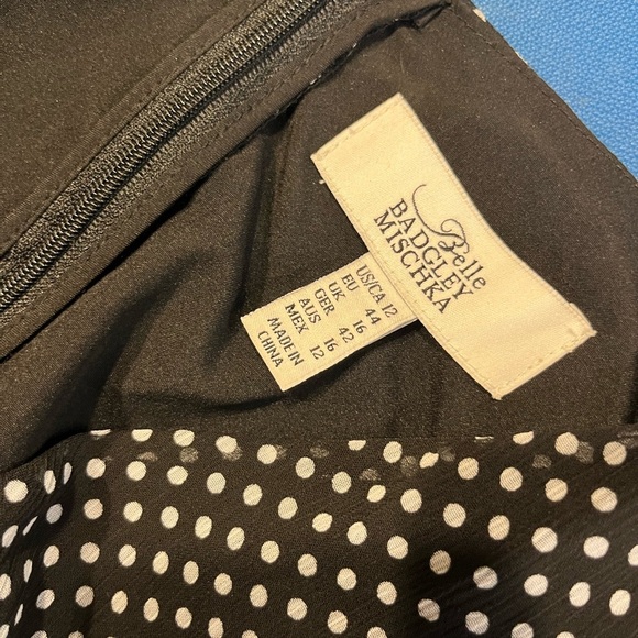 Badgley Mischka black white polka dot dress size 12 - Picture 2 of 3